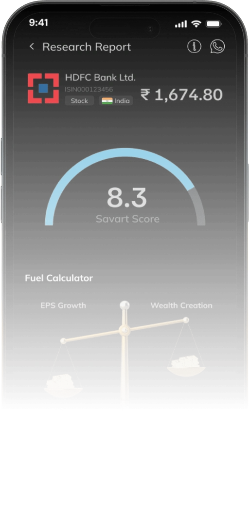 Illustrative Savart research report in the app.